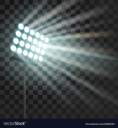 Stadium Glowing Light Stadium Projector Lights To Vector Image