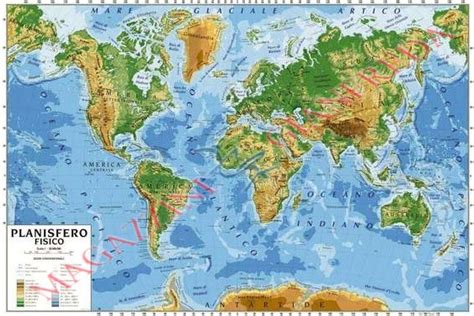 Cartina Geografica Fisicapolitica Planisfero Cm100x140