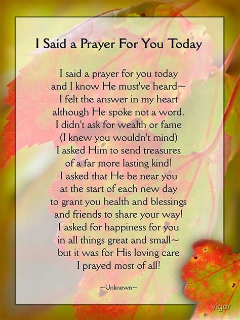 I Said A Prayer For You Today Inspirational By Vigor Redbubble