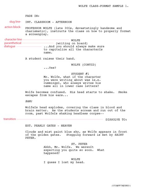 Writing For Film And Tv Script Format Templates