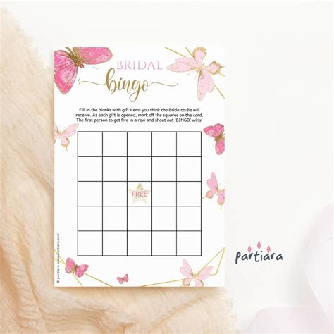 Butterfly Bridal Shower Bingo Game Card Editable Party Activity Games