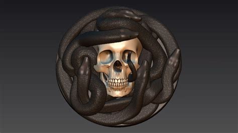 3d Print Model Medallion Skull And Snakes Cgtrader