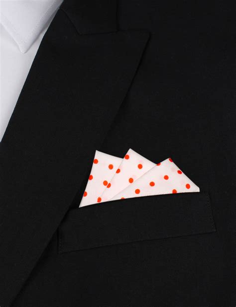 White Cotton With Red Mini Polka Dots Pocket Square Mens