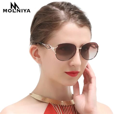 molniya classic polarized sunglasses women retro metal gradient lens sun glasses for woman