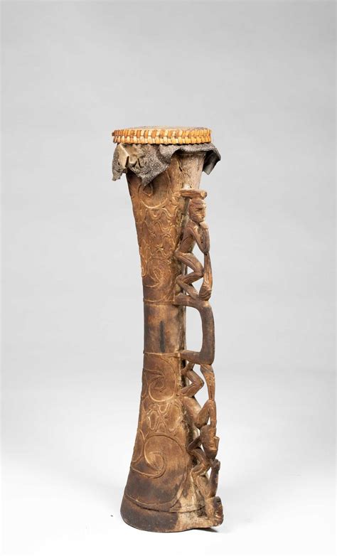 asmat drum with figural handle asmat people irian jaya indonesia