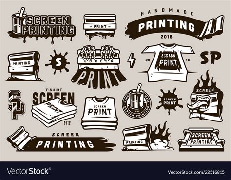 Big Collection Of Screen Printing Elements Vector Image