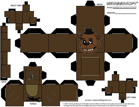 Freddy Fazbear Papercraft Template By Supernathan10002 On Deviantart