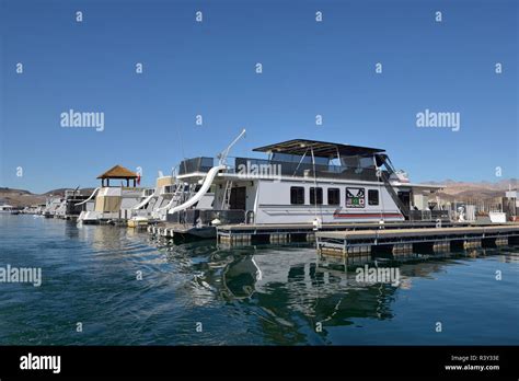Usa Nevada Lake Mead Houseboats Docked At Callville Bay Resort And