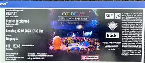 Coldplay Ticket Stehplatz 02072023 Letzigrund Zürich Kaufen Auf