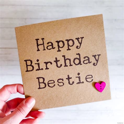 Handmade Happy Birthday Bestie Card With Heart Etsy