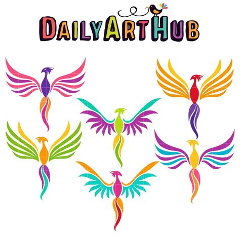 Colorful Phoenix Clip Art Set Daily Art Hub Graphics Alphabets
