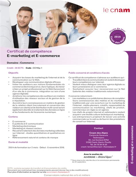Certificat De Compétence E Marketing Et E Cnam Rhone