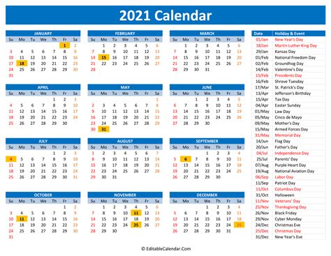 2021 Holiday Employee Calendar Example Calendar Printable Pelajaran