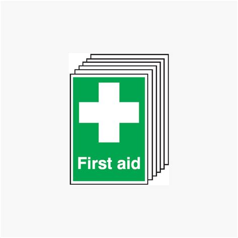 First Aid Stickers Multipack 6 Self Adhesive A4 Signs Safety Sign Uk