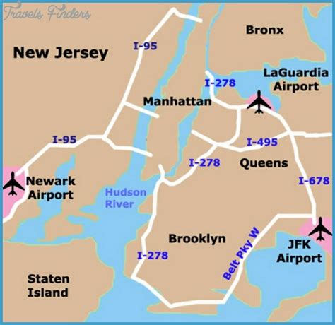 New York Map With Airports Travelsfinderscom