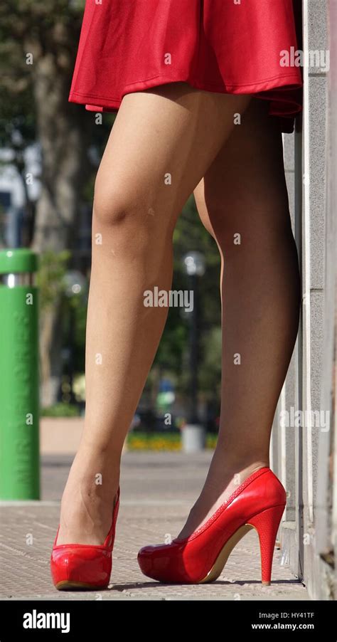 Female Legs Red Stiletto Heels Stock Photo Alamy