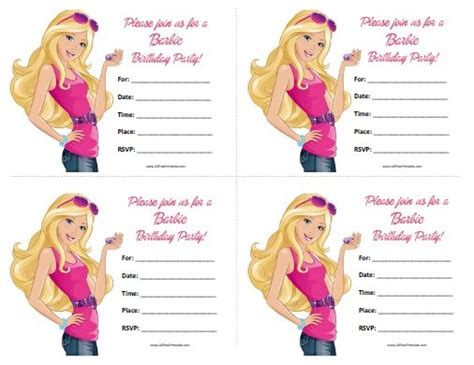 print barbie birthday invitations free printable