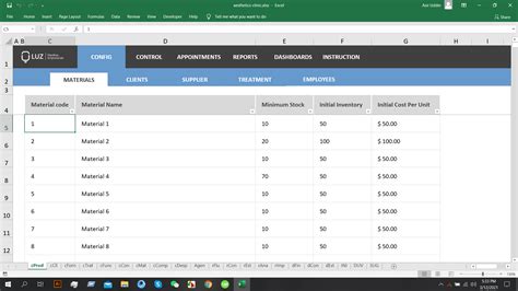 Complete Aesthetics Clinic Management Excel Spreadsheet Template LUZ