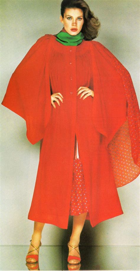 Emanuel Ungaro 1977 Red Silk Button Down Coat A Grande Stole Worn