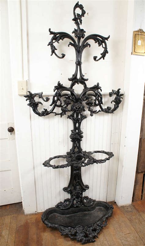 Nicole madison's fine furniture and antiques offers a wide selection of antique hall trees. 19th Century Black Painted Cast Iron Hall Tree For Sale at ...