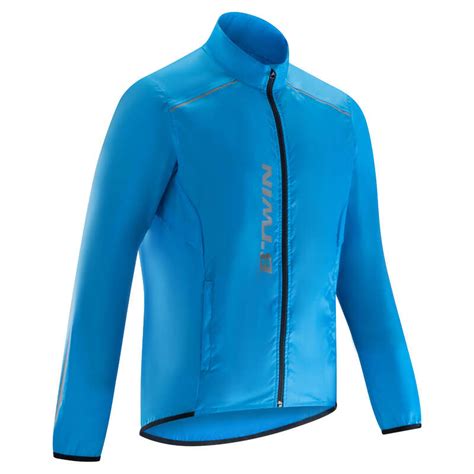 Btwin Rc 100 Waterproof Cycling Jacket Blue Decathlon