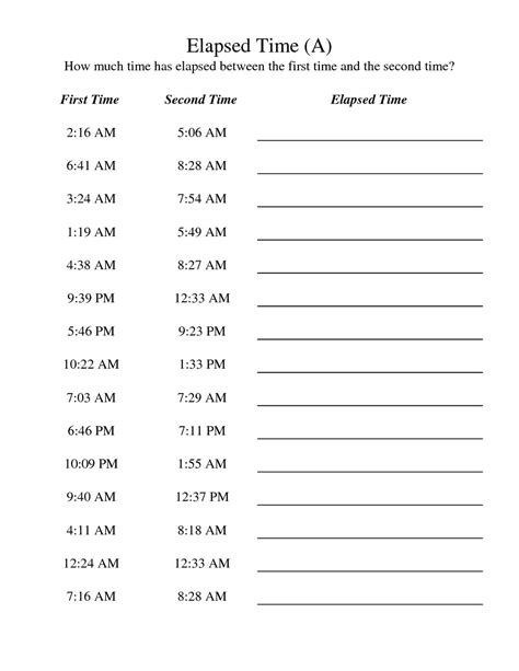 Elapsed Time Multiple Choice Worksheets