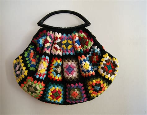 Black Crochet granny square bag