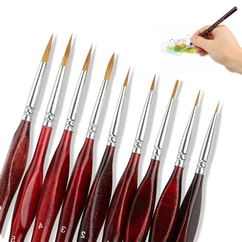 9pcs Miniature Painting Brushes Kit Eeekit Detail Acrylic Paint