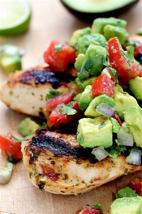 For the salsa, take the remaining 3 tablespoons orange juice, remaining 3 tablespoons lime juice, remaining lime zest, and remaining 1/2 cup cilantro. Cilantro Lime Chicken with Avocado Salsa - Yummy Healthy Easy