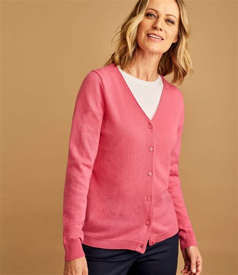 Pink Rouge Cashmere Merino Classic V Neck Cardigan Woolovers Au