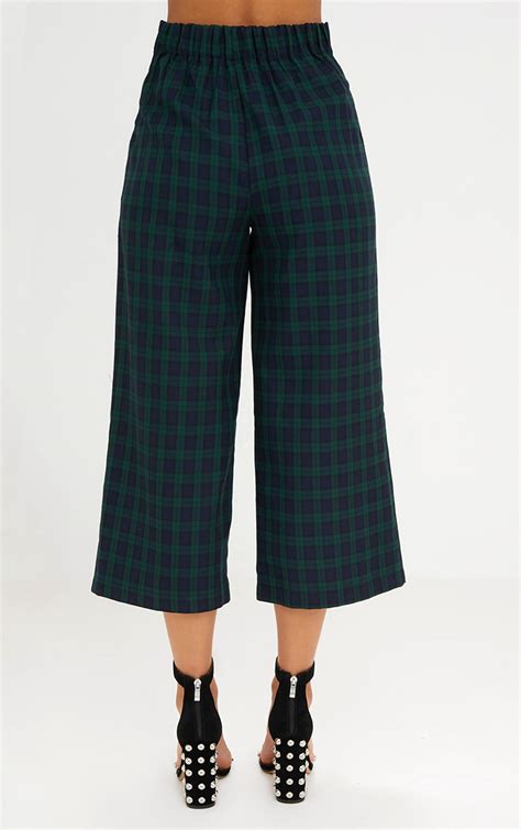 Navy Check High Waisted Culottes Shop The Range Of Culottes Today At Prettylittlething Express