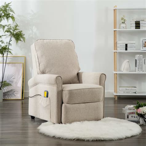 Vidaxl Massage Recliner Cream Fabric Living Room Electric Armchair Seat Chair Buy Massage