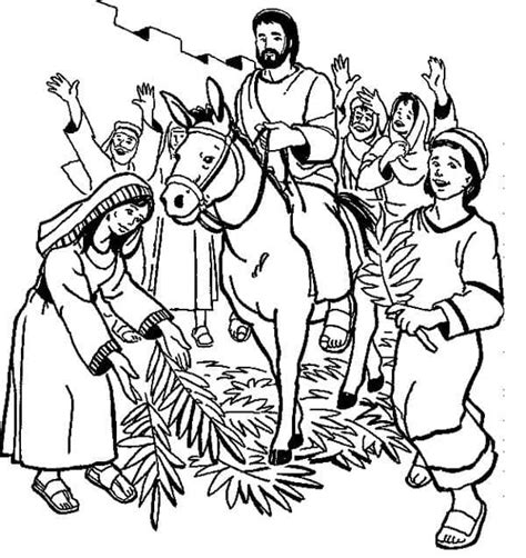 Jesus Rides Into Jerusalem On A Donkey Coloring Page Download Print