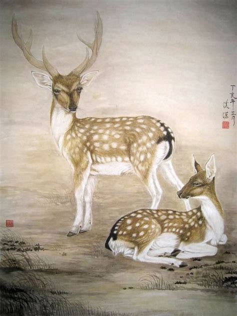 Chinese Deer Painting 0 4461002 130cm X 170cm51〃 X 67〃