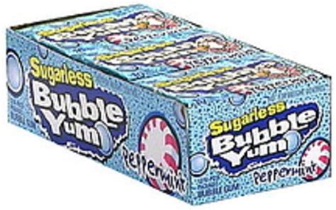 Bubble Yum Sugarless Peppermint Bubble Gum 12 Ea Nutrition