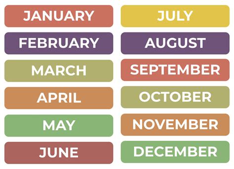 Month Of The Year Chart Printable Templates Free
