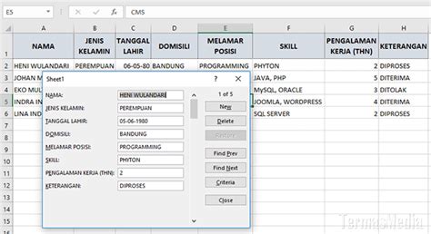 Membuat Formulir Input Data Data Entry Form Di Microsoft Excel