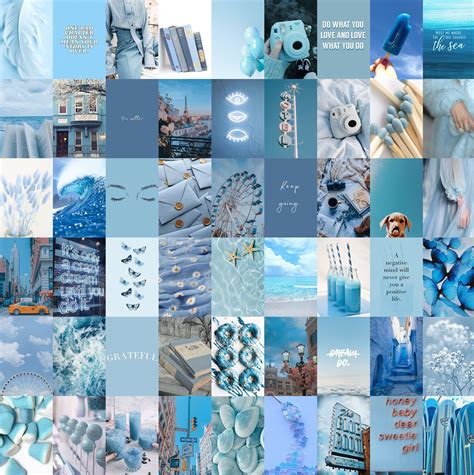 Ocean Blue Light Blue Aesthetic Wall Collage Kit Digital Etsy Canada