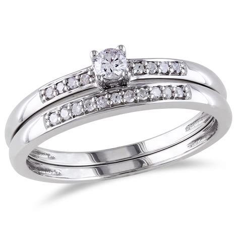 15 Cttw Sterling Silver Diamond Bridal Ring Set G H I2 I3