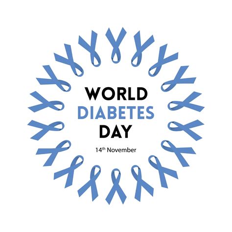 World Diabetes Day Design With Blue Ribbon Pattern Free Vector 3462689