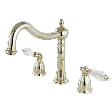 This deck mount clawfoot tub faucet features a sturdy brass construction and premium finish in your choice of oil rubbed bronze, brushed nickel, polished brass, or polished chrome. Kingston Brass Victorian Crystal 2-Handle Deck Mount Roman ...