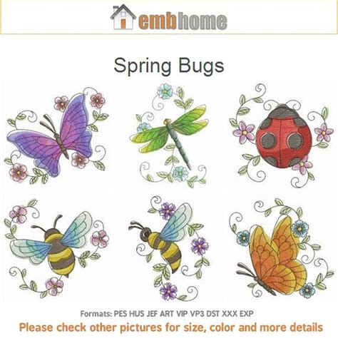 Spring Bugs Machine Embroidery Designs Instant Download 4x4 Etsy Bugs