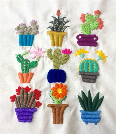Bordado De Cactus En Lana Cactus Yarn Embroidery By Lilibeth Manualidades Regalos Bordados