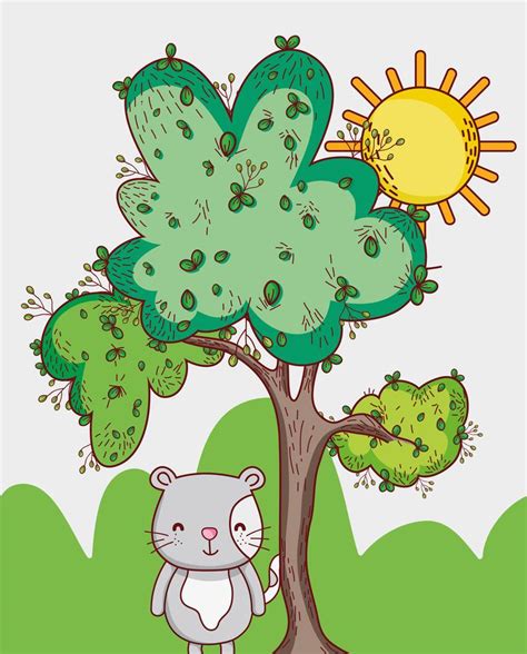 Cat In The Forest Doodle Cartoons 624448 Vector Art At Vecteezy