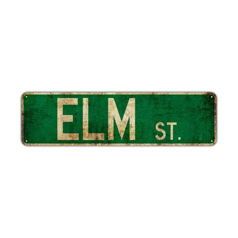 Elm St Street Sign Rustic Vintage Retro Metal Decor Wall Shop Etsy