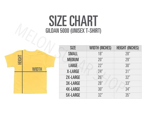 Gildan 5000 Size Chart Gildan Size Chart Gildan Size Chart Etsy Australia