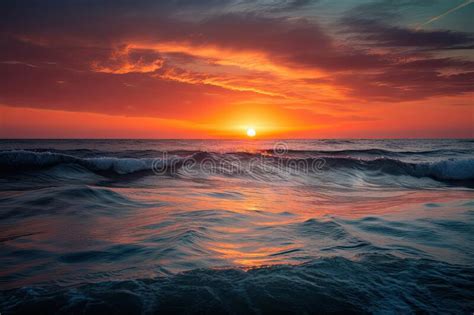 Colorfully Gradient Sunset Over The Ocean Stock Photo Image Of