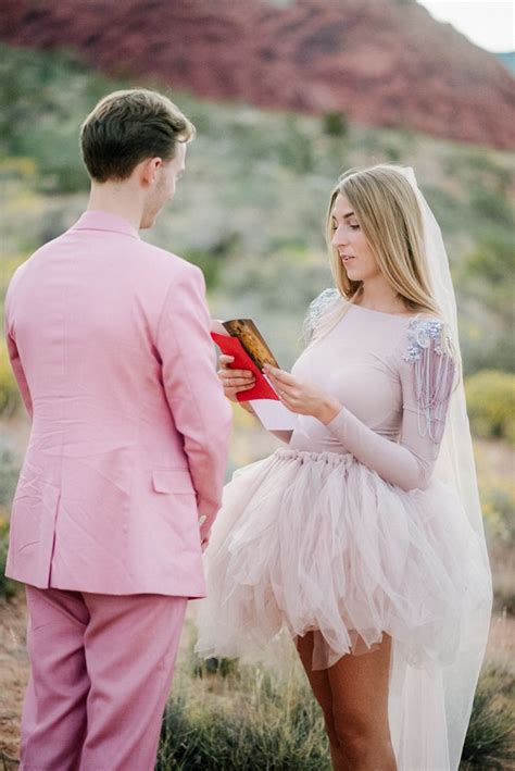 Crazy Pink Las Vegas Elopement City Hall Wedding Chapel Wedding Elope