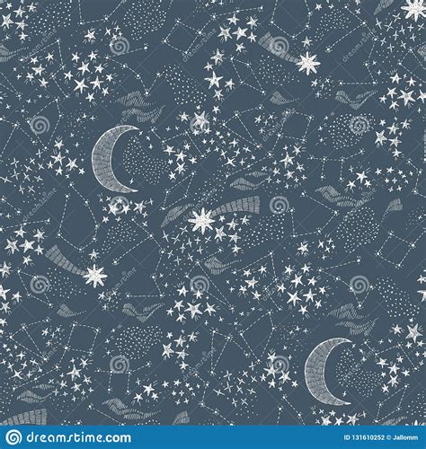 Starry Sky Seamless Pattern 02 Stock Vector Illustration Of Satellite