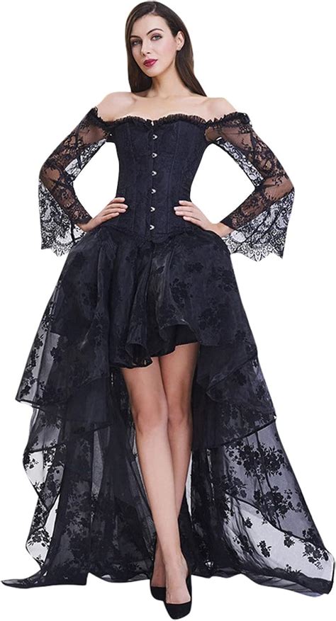 kpytlbv women s steampunk victorian off shoulder renaissance corset top with high